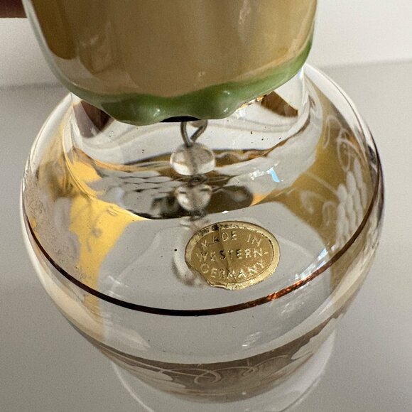 Western Germany Hand-Painted Porcelain Girl Glass Bell Gold Trim Grapevine VTG - Picture 6 of 10